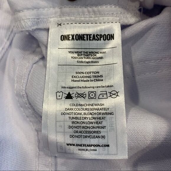 One Teaspoon Saints Long Rise Low Waist Distressed Baggy White Denim Jeans 26 - Picture 13 of 14